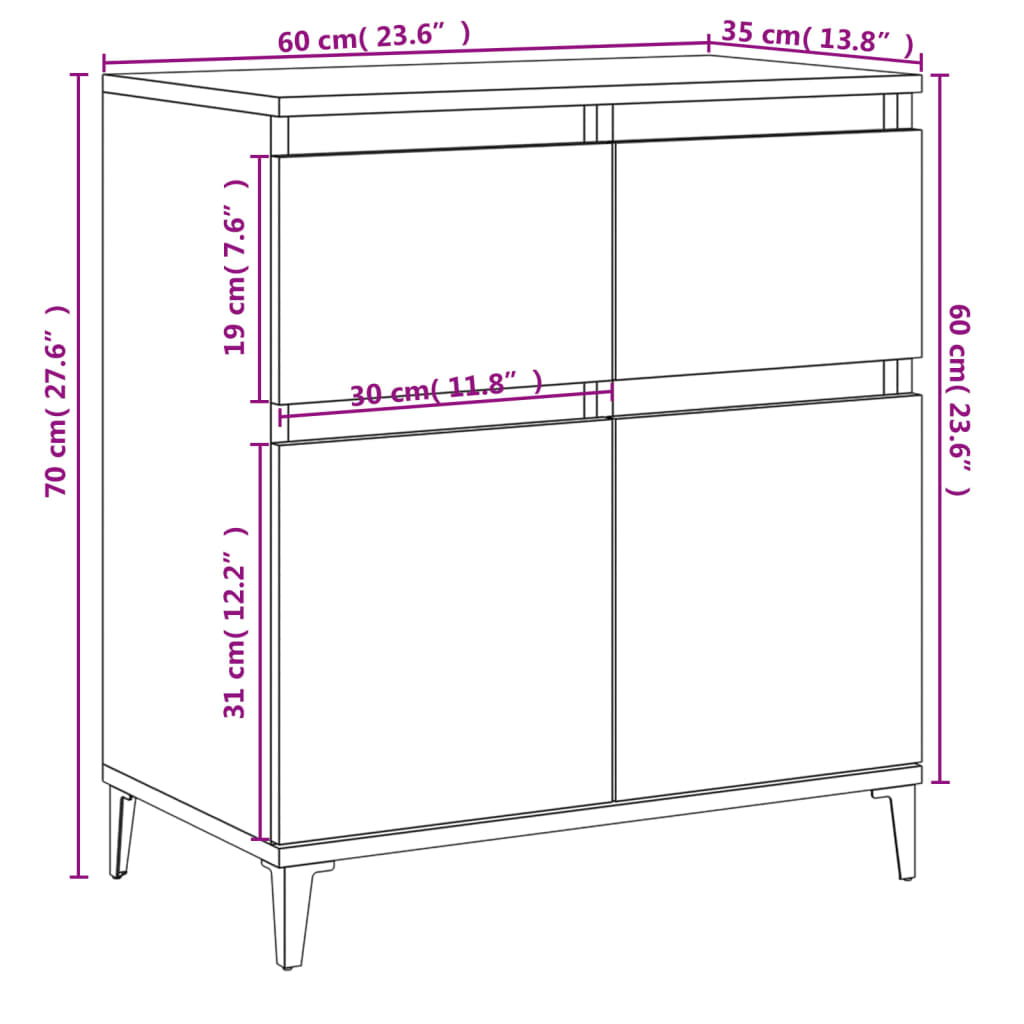 Buffet Chêne marron 60x35x70 cm Bois d'ingénierie