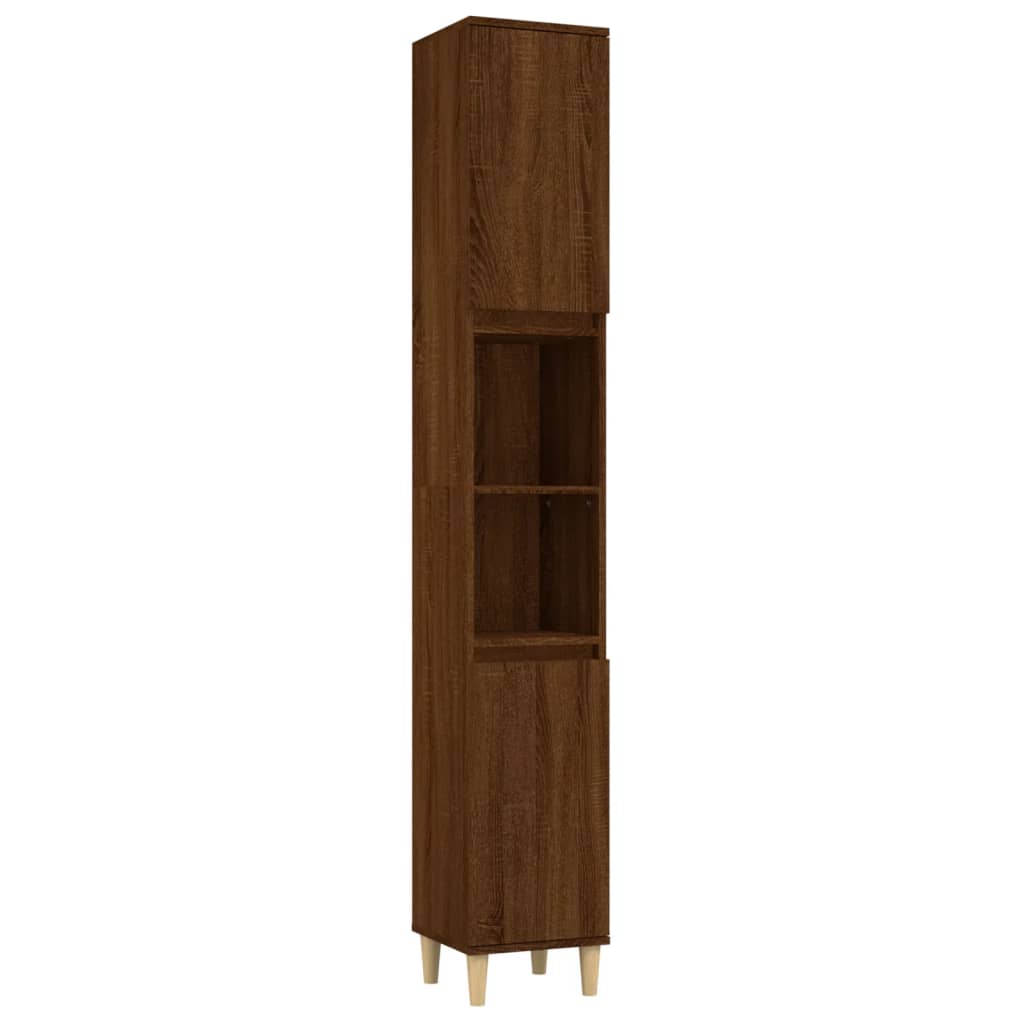 Badezimmerschrank aus brauner Eiche, 30 x 30 x 190 cm, Holzwerkstoff