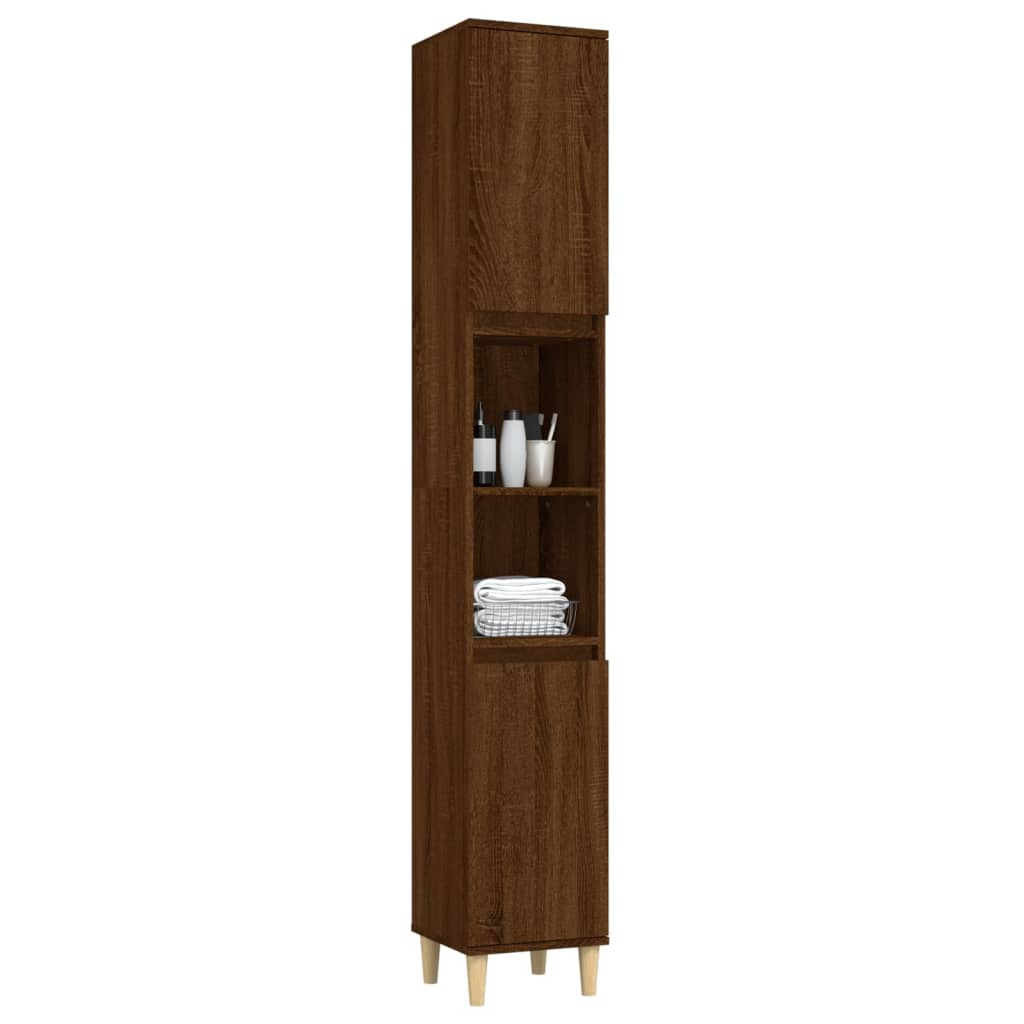 Bathroom cabinet brown oak 30x30x190 cm engineered wood