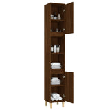 Bathroom cabinet brown oak 30x30x190 cm engineered wood