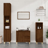 Bathroom cabinet brown oak 30x30x190 cm engineered wood