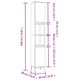 Armoire de salle de bain blanc 30x30x190 cm bois d'ingénierie