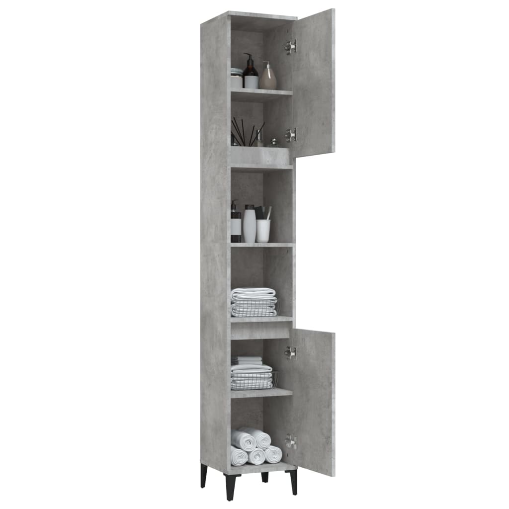 Armoire de salle de bain gris béton 30x30x190 cm