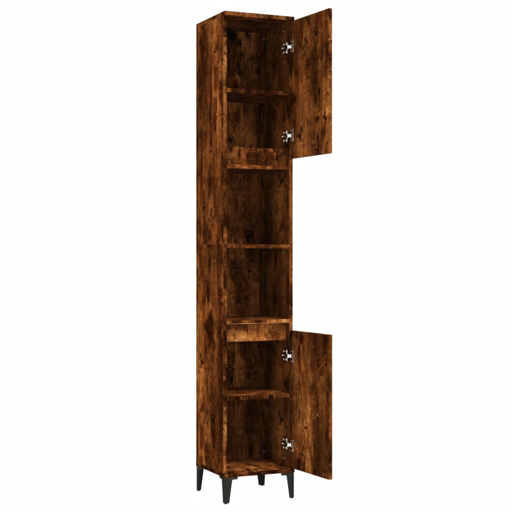 Armoire de bain chêne fumé 30x30x190 cm bois d'ingénierie