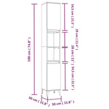 Armoire de bain chêne fumé 30x30x190 cm bois d'ingénierie