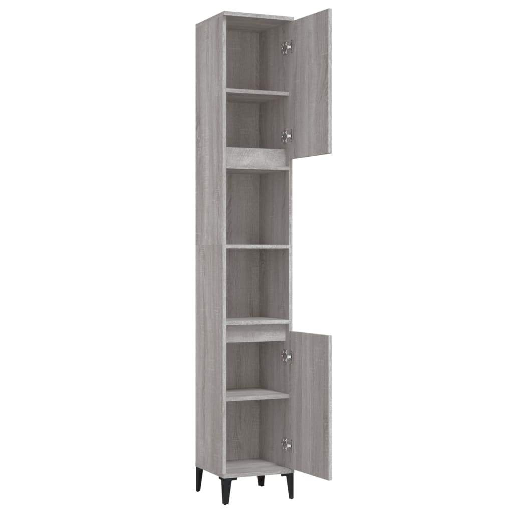 Armoire de bain sonoma gris 30x30x190 cm bois d'ingénierie