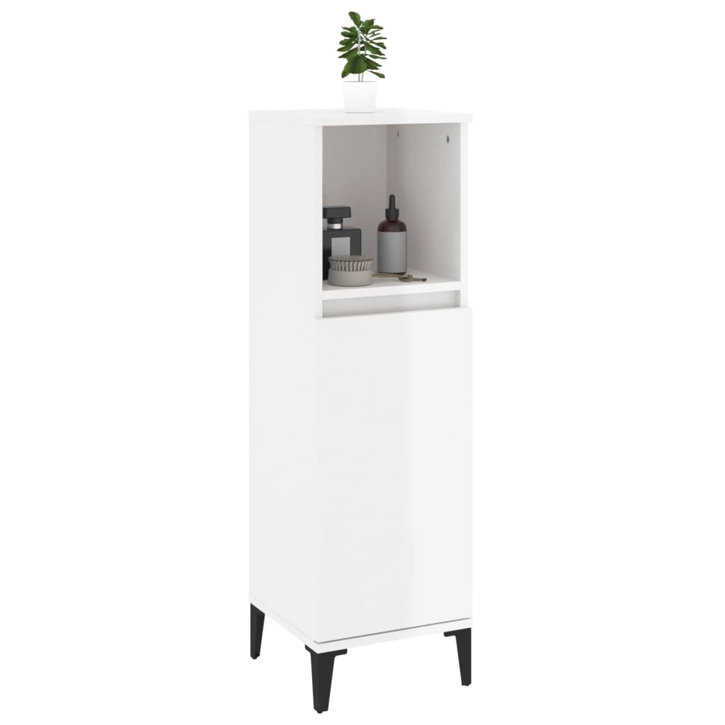 Armoire de salle de bain blanc brillant 30x30x100 cm