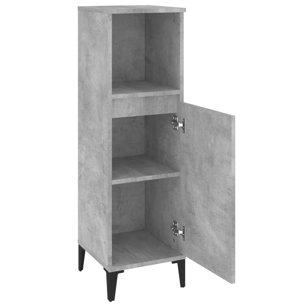 Armoire de salle de bain gris béton 30x30x100 cm