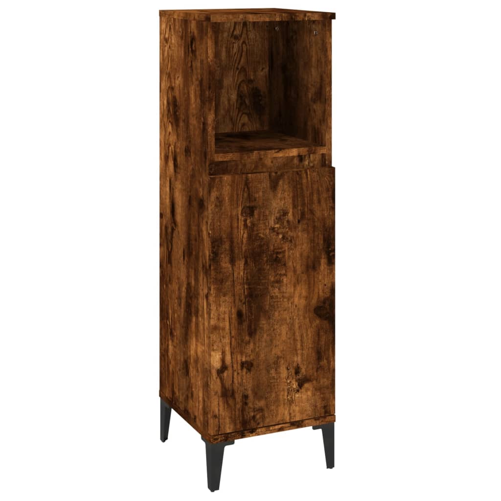 Smoked oak bathroom cabinet 30x30x100 cm engineered wood