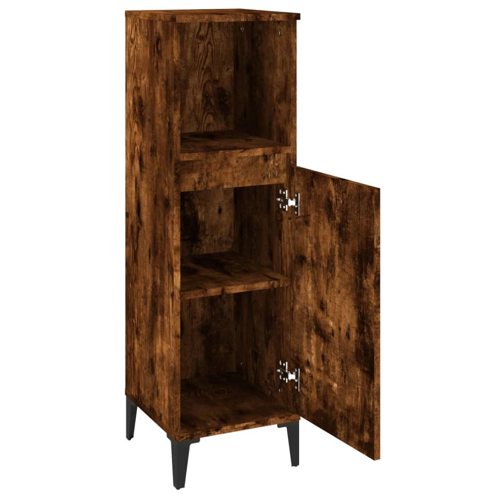 Smoked oak bathroom cabinet 30x30x100 cm engineered wood