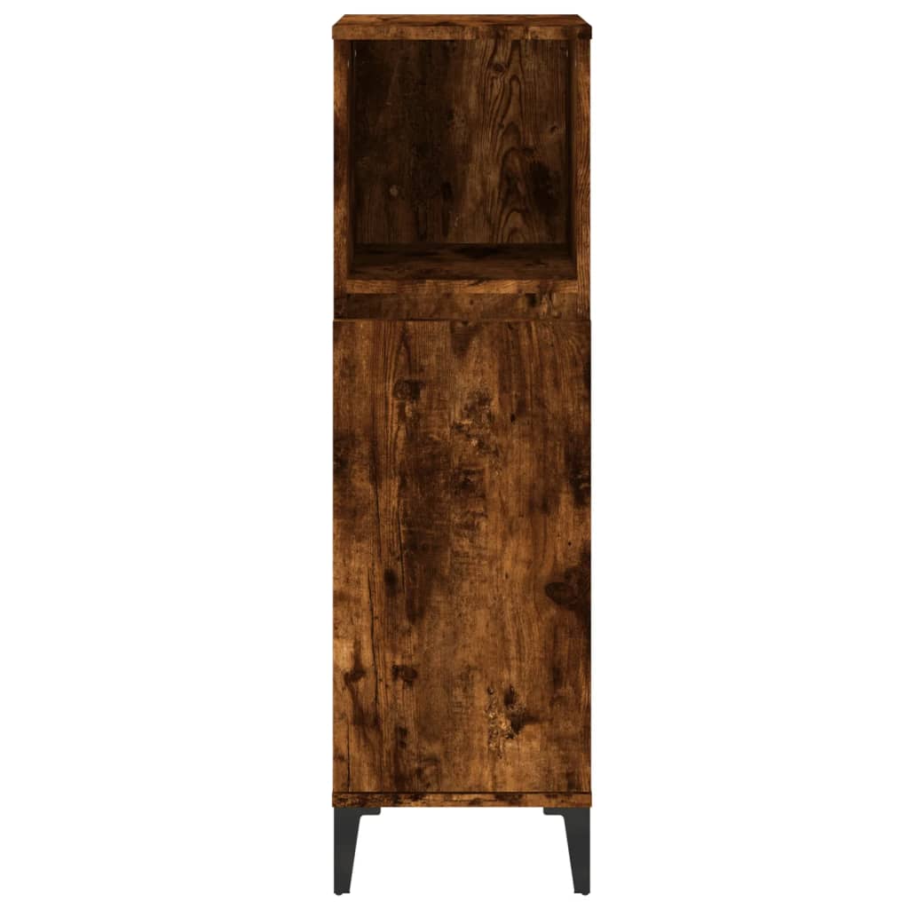 Smoked oak bathroom cabinet 30x30x100 cm engineered wood