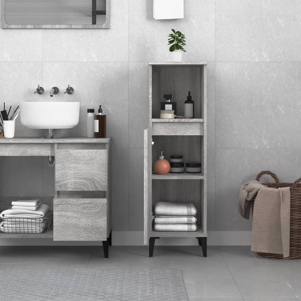 Armoire salle de bain sonoma gris 30x30x100 cm