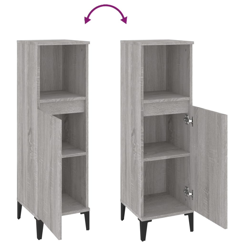 Armoire salle de bain sonoma gris 30x30x100 cm