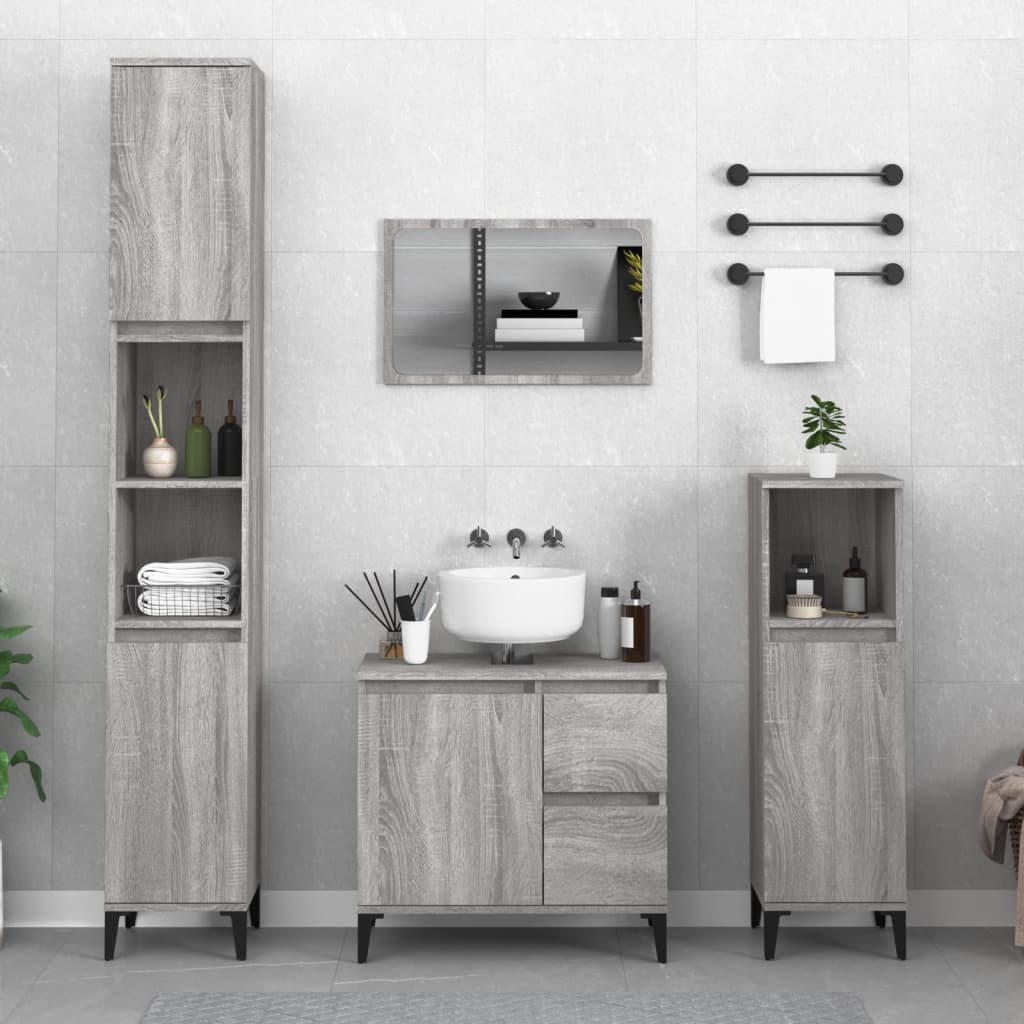 Armoire salle de bain sonoma gris 30x30x100 cm