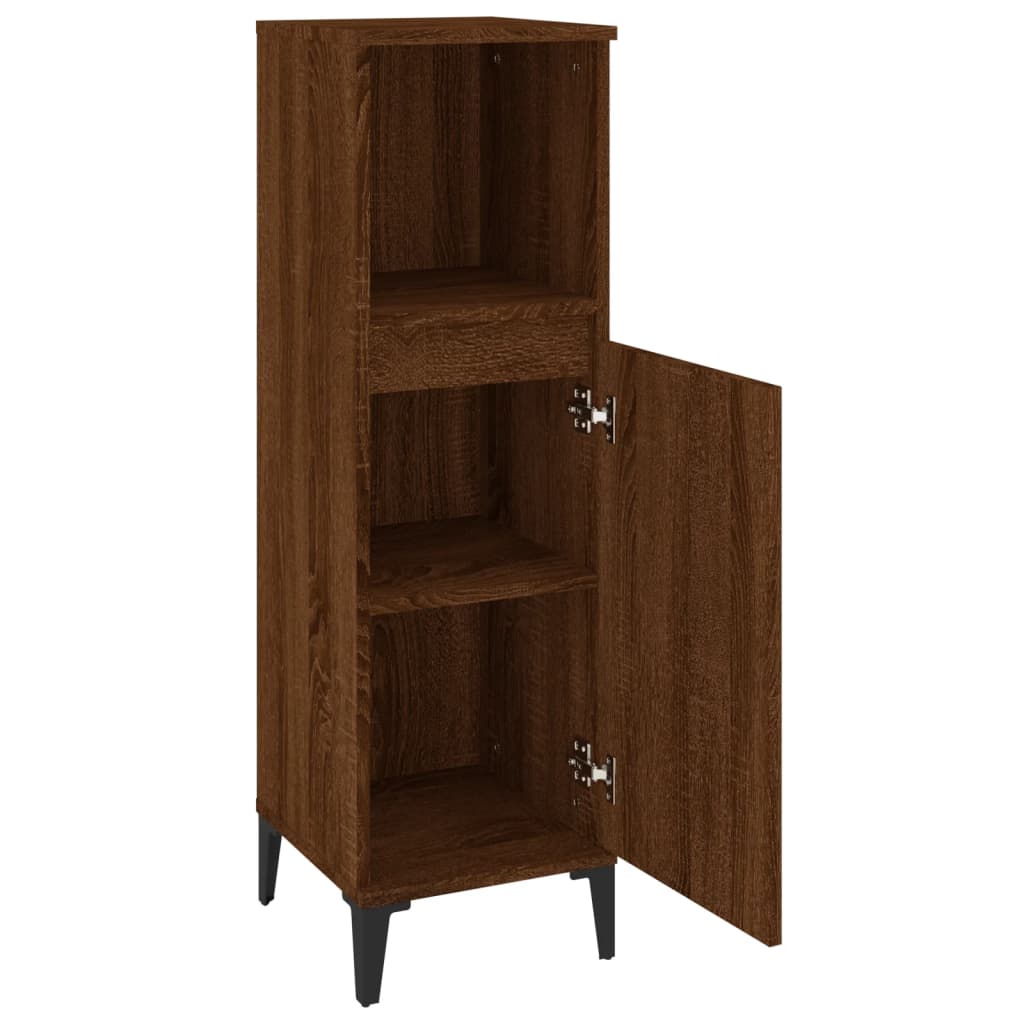 Armoire de bain chêne marron 30x30x100 cm bois d'ingénierie