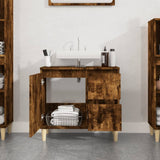 Smoked oak bathroom cabinet 65x33x60 cm engineered wood