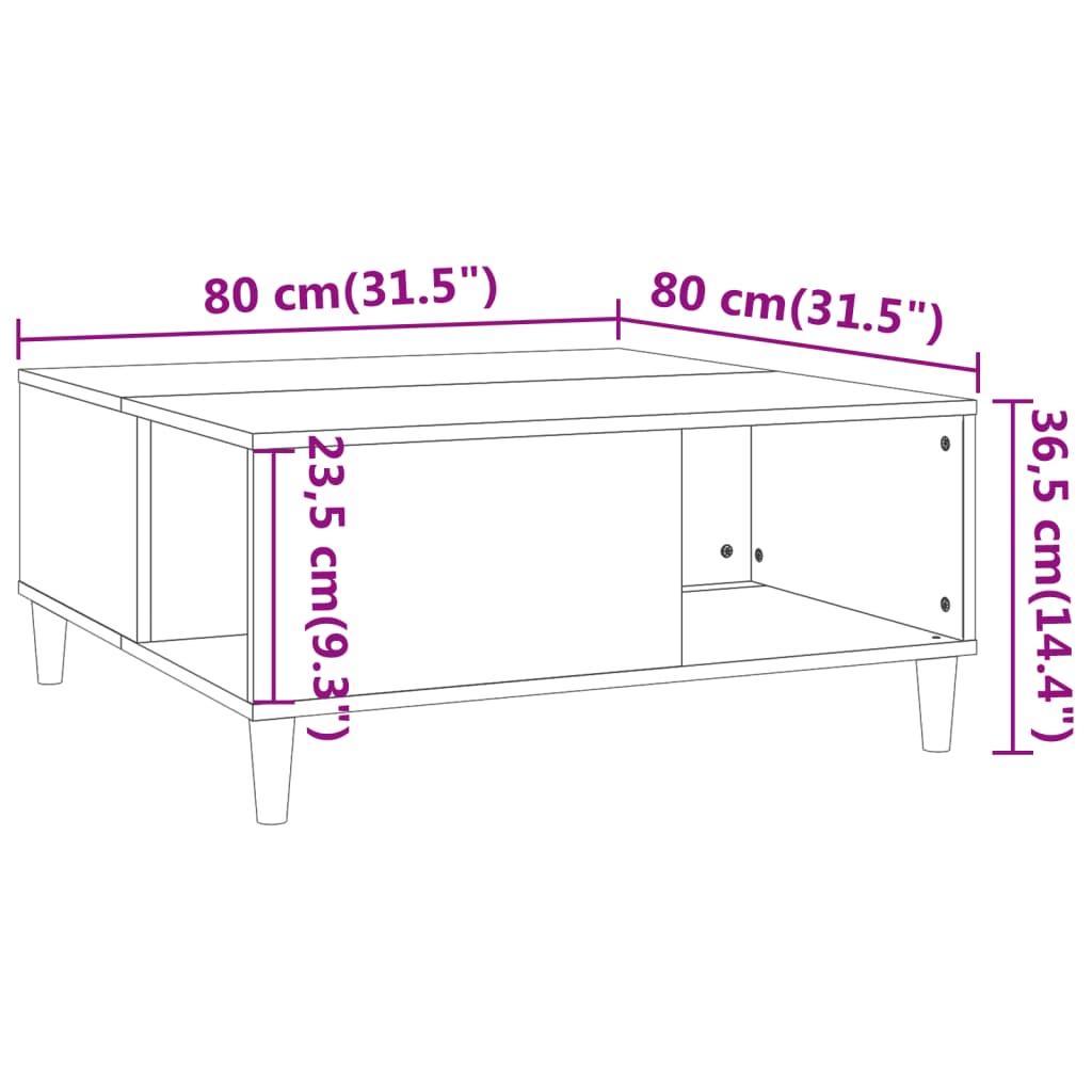 Table basse blanc 80x80x36,5 cm bois d'ingénierie