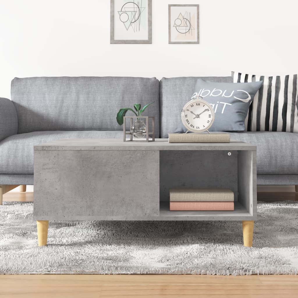 Concrete gray coffee table 80x80x36.5 cm engineered wood