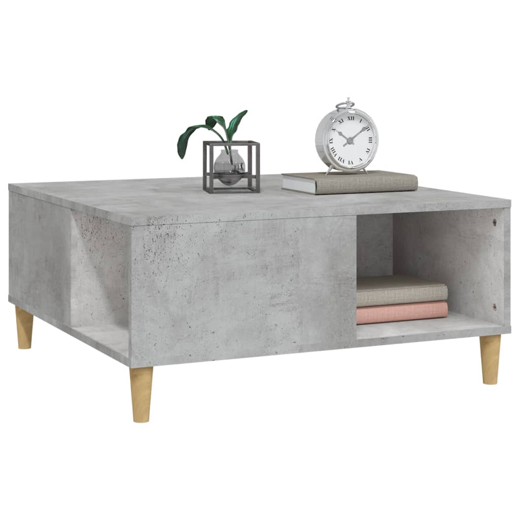 Concrete gray coffee table 80x80x36.5 cm engineered wood