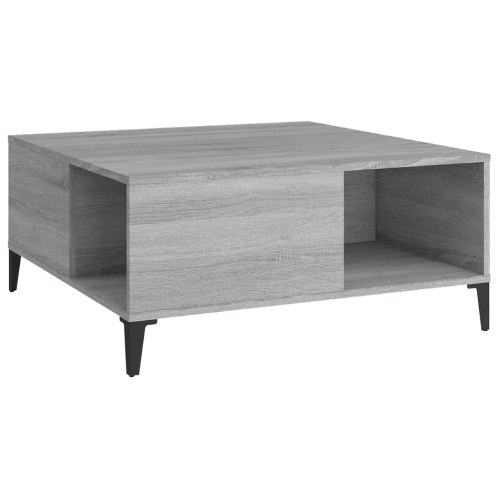 Sonoma grauer Couchtisch 80x80x36,5 cm, Holzwerkstoff