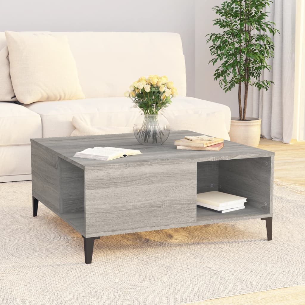 Sonoma grauer Couchtisch 80x80x36,5 cm, Holzwerkstoff