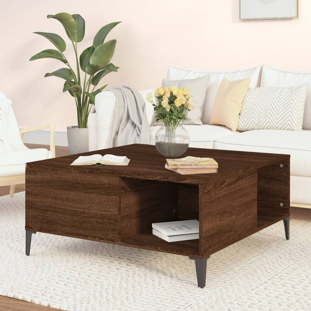 Table basse chêne marron 80x80x36,5 cm bois d'ingénierie