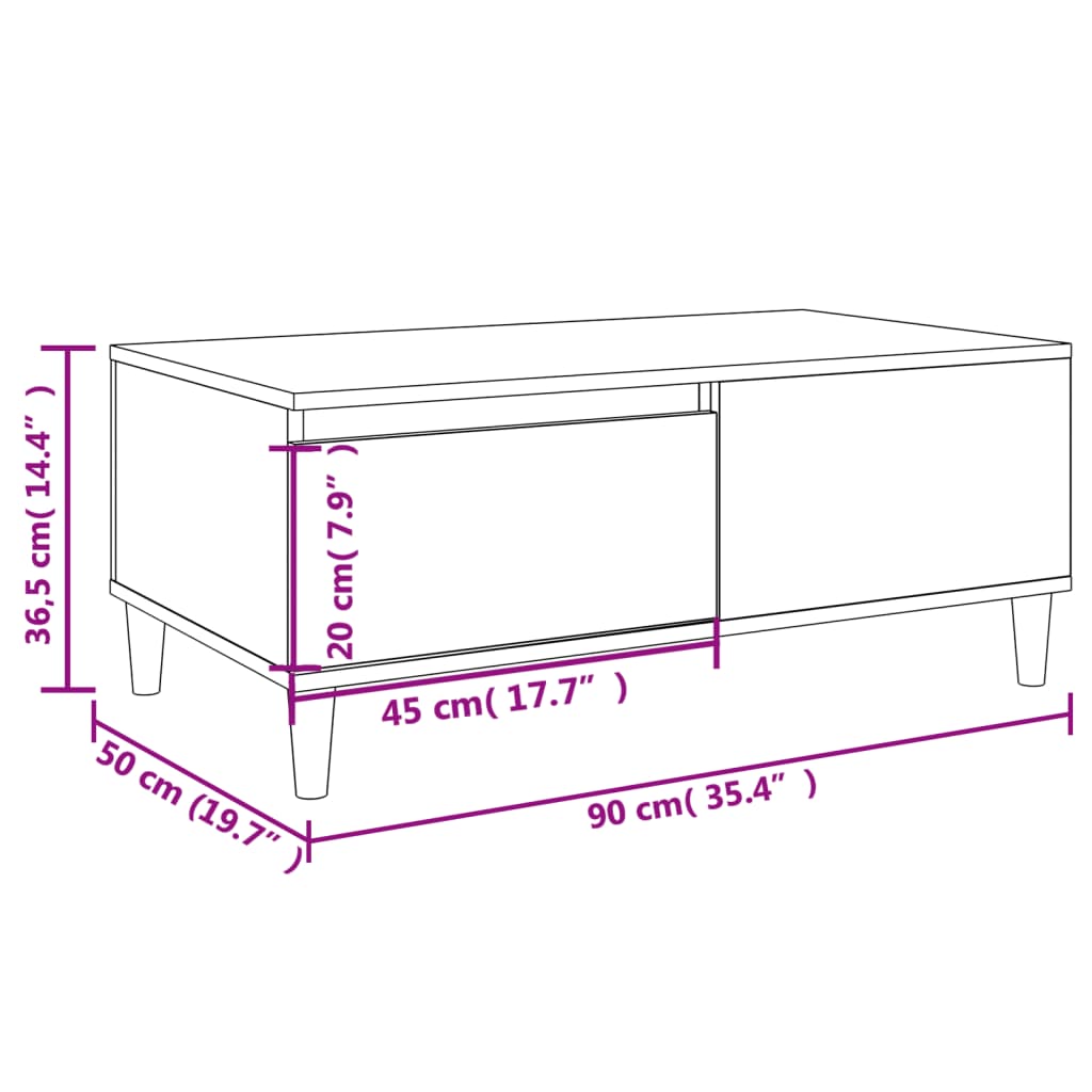 Table basse Chêne sonoma 90x50x36,5 cm Bois d'ingénierie