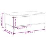 Table basse Blanc 90x50x36,5 cm Bois d'ingénierie