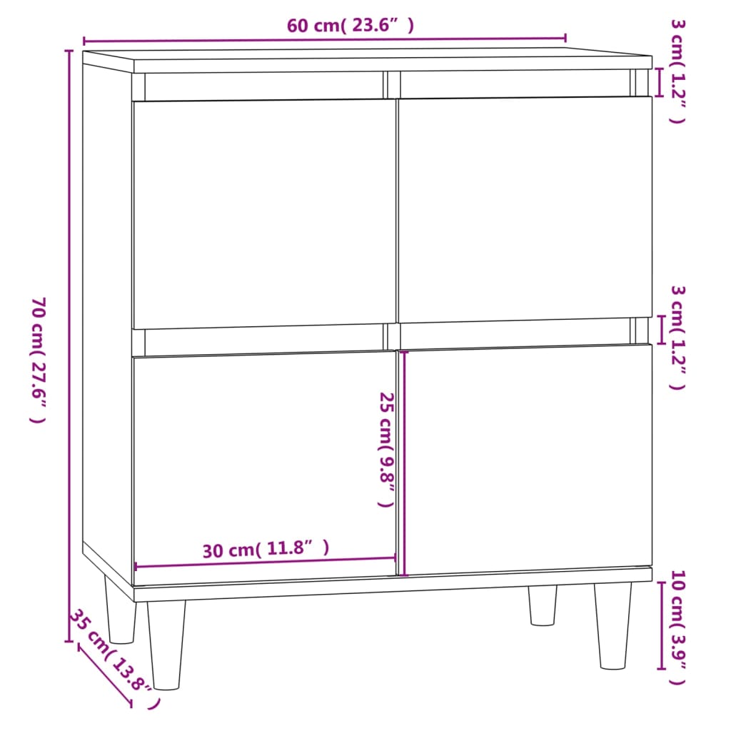 Buffet Blanc 60x35x70 cm Bois d'ingénierie