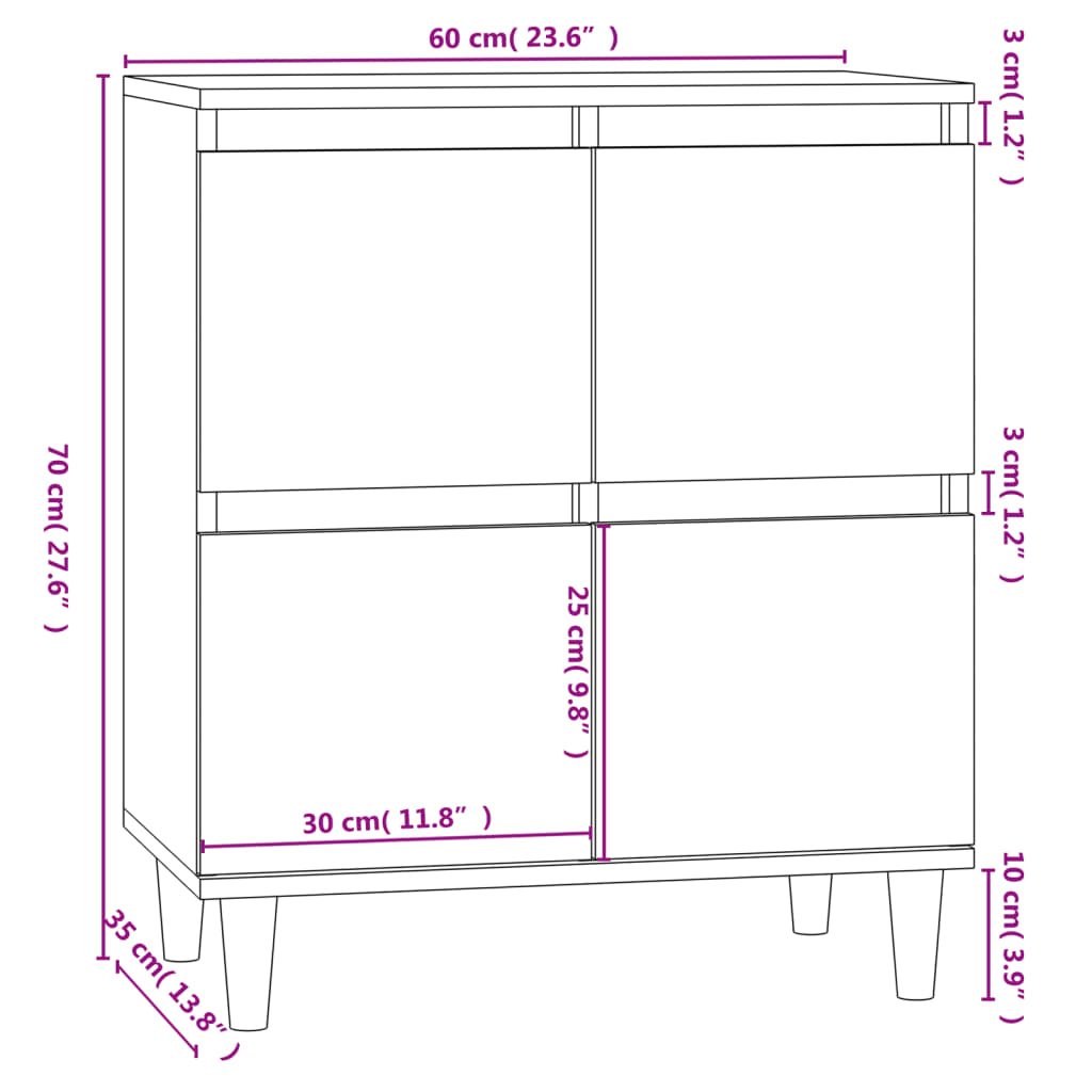 Buffet Sonoma gris 60x35x70 cm Bois d'ingénierie