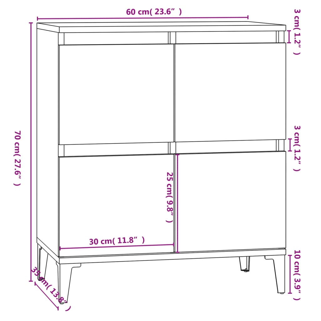 Buffet Noir 60x35x70 cm Bois d'ingénierie