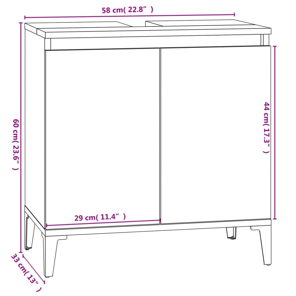 Meuble d'évier blanc 58x33x60 cm bois d'ingénierie