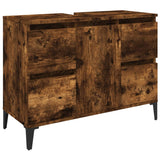 Meuble d'évier chêne fumé 80x33x60 cm bois d'ingénierie