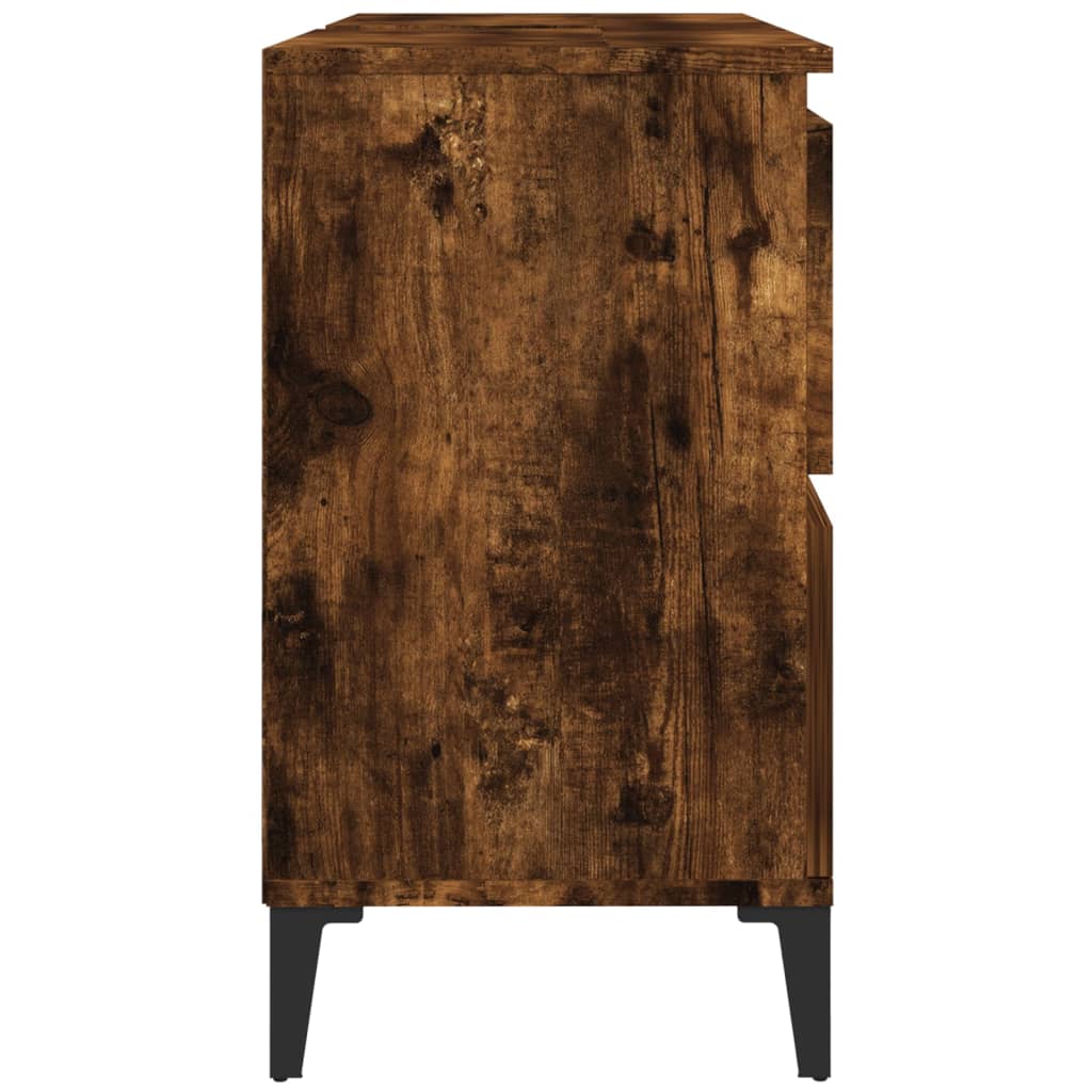 Meuble d'évier chêne fumé 80x33x60 cm bois d'ingénierie