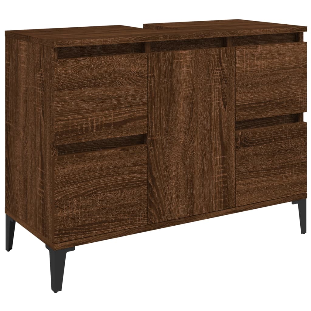 Meuble d'évier chêne marron 80x33x60 cm bois d'ingénierie