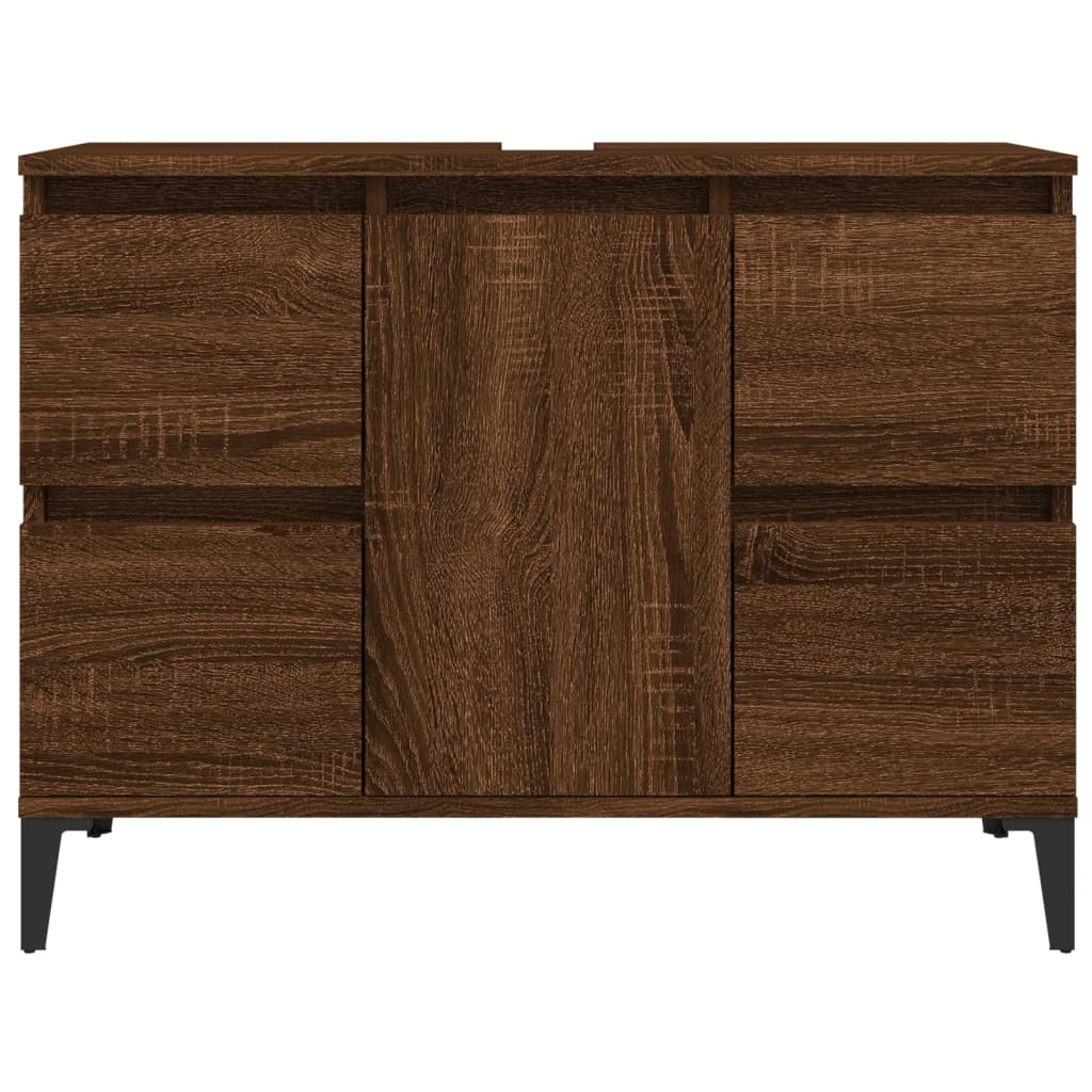 Meuble d'évier chêne marron 80x33x60 cm bois d'ingénierie