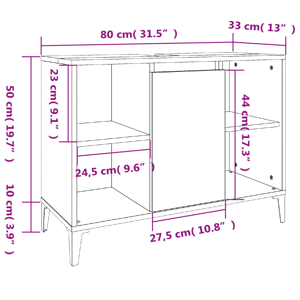 Meuble d'évier blanc 80x33x60 cm bois d'ingénierie