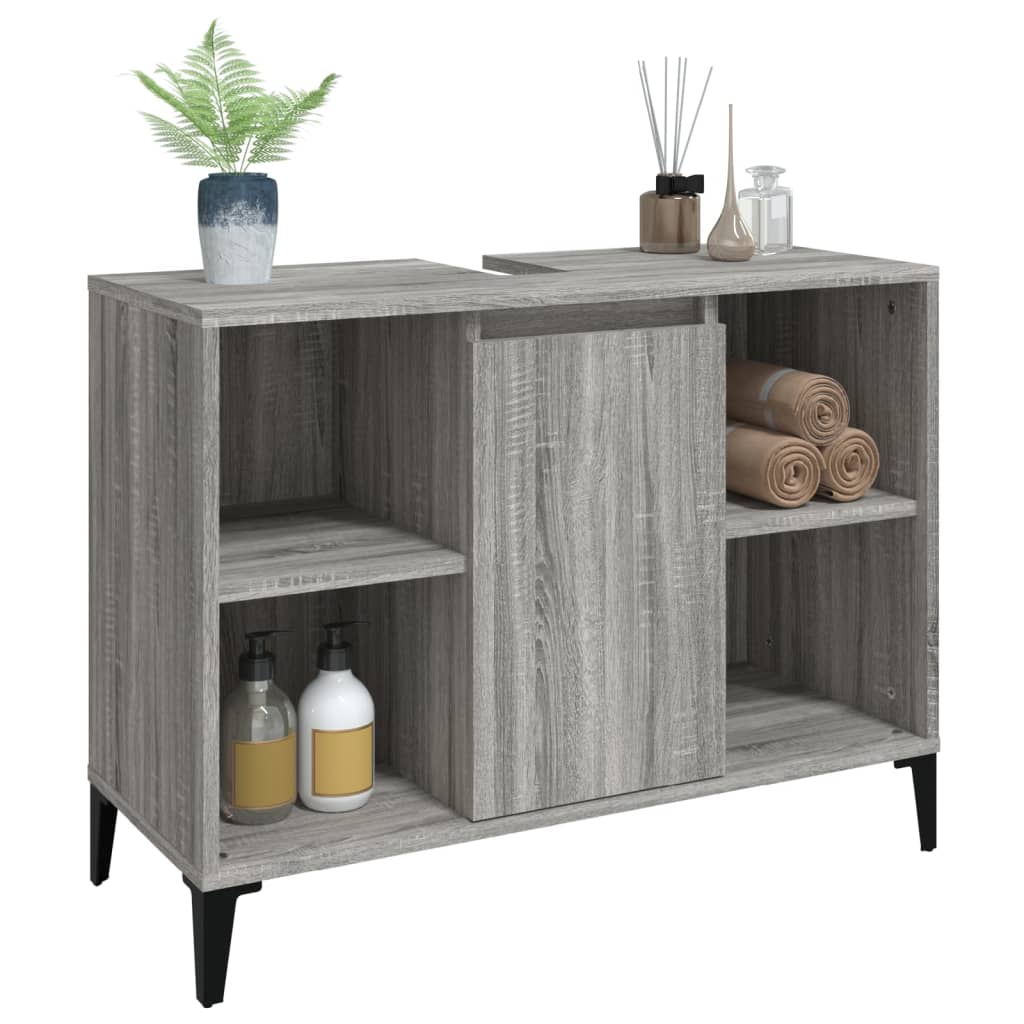 Meuble d'évier sonoma gris 80x33x60 cm bois d'ingénierie