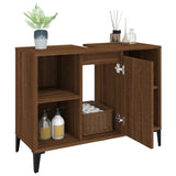 Brown oak sink cabinet 80x33x60 cm engineered wood