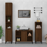 Brown oak sink cabinet 80x33x60 cm engineered wood