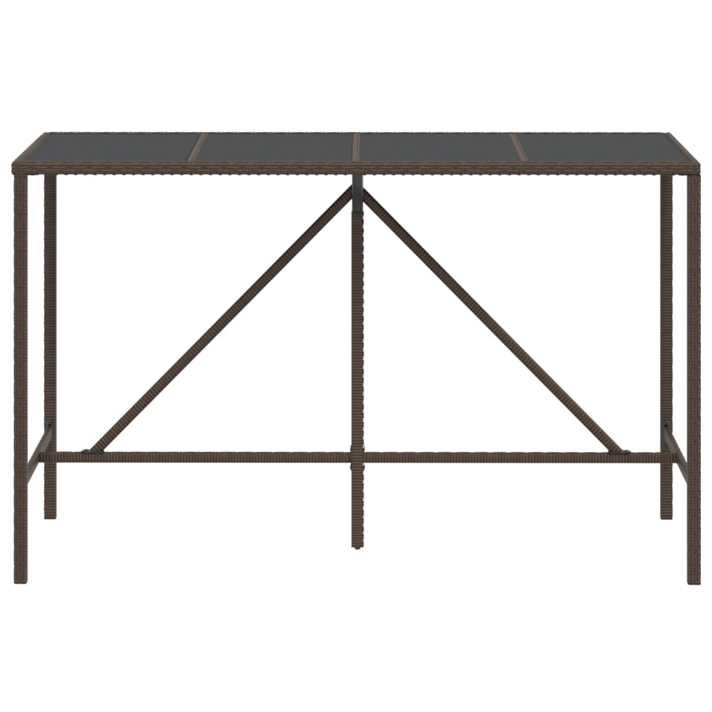 Table de bar et dessus en verre marron 180x70x110 cm poly rotin