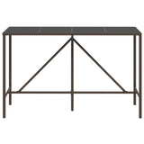 Table de bar et dessus en verre marron 180x70x110 cm poly rotin