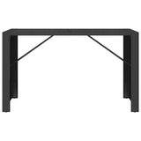 Table de bar et dessus en verre noir 185x80x110 cm poly rotin