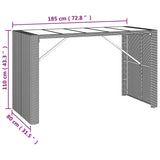 Table de bar et dessus en verre noir 185x80x110 cm poly rotin