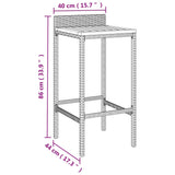 Tabourets de bar lot de 4 gris résine tressée et bois d'acacia