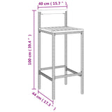 Tabourets de bar lot de 2 gris résine tressée et bois d'acacia