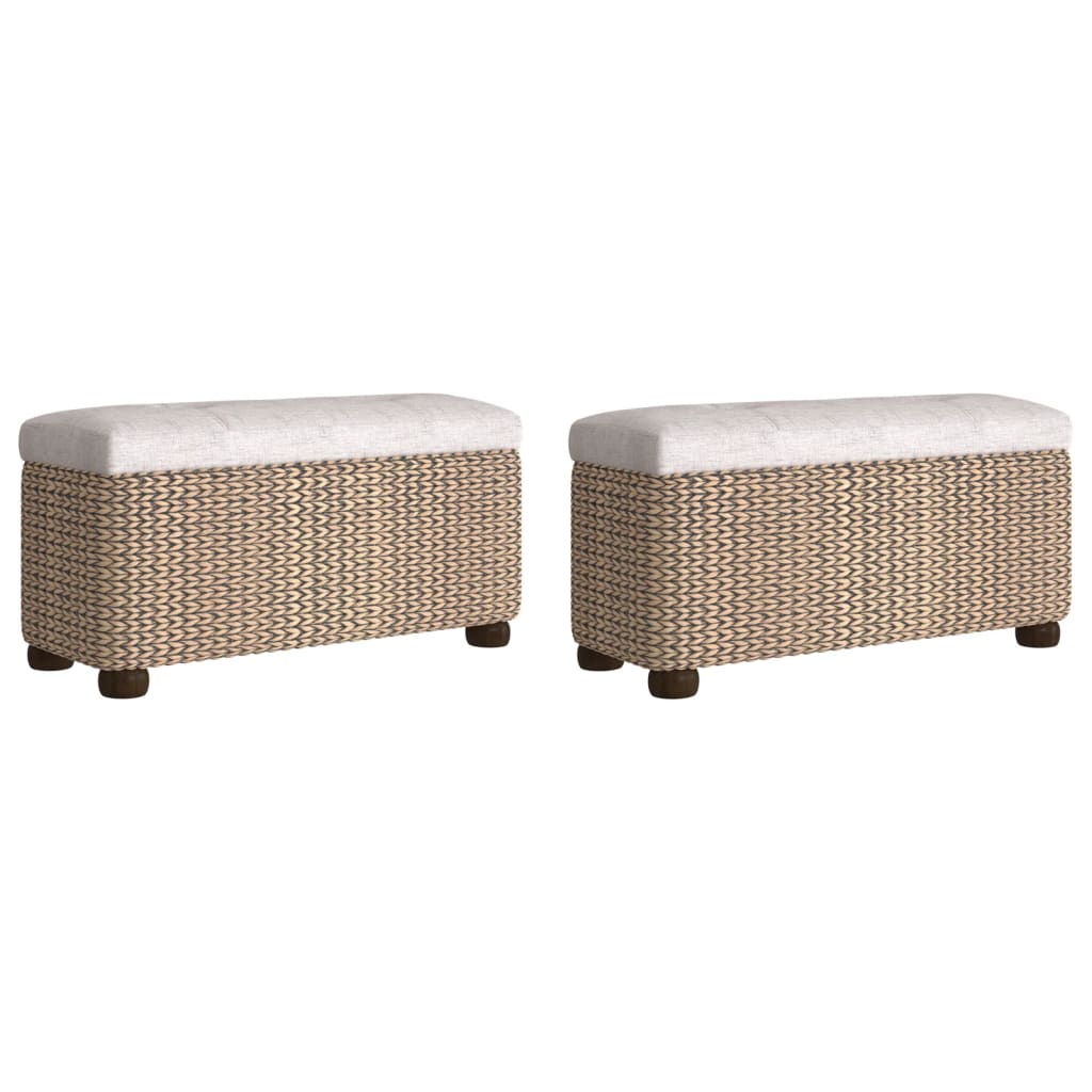 Bancs de rangement lot de 2 avec coussin gris 69 cm quenouille