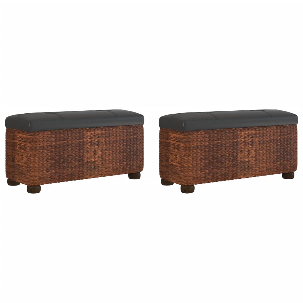 Bancs de rangement lot de 2 et coussin marron 69 cm quenouille