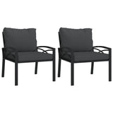 Chaises de jardin avec coussins gris lot de 2 68x76x79 cm acier