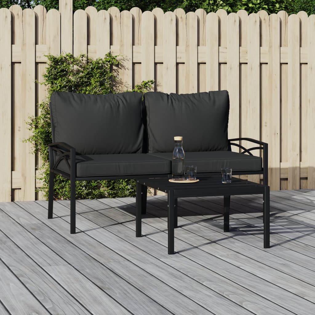 Chaises de jardin avec coussins gris lot de 2 62x75x79 cm acier